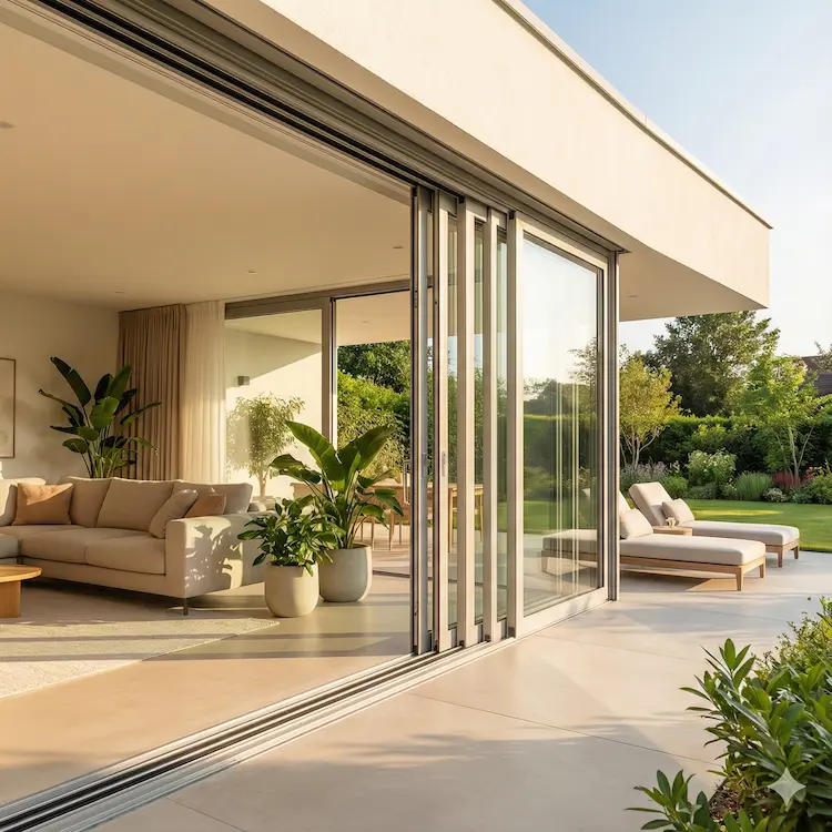 Open space con vetrata scorrevole